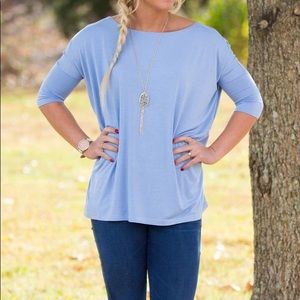 Light blue Piko top 3/4 sleeves